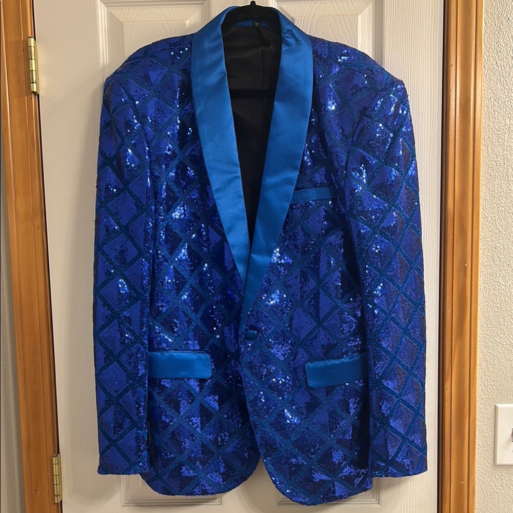 Men's Blue Sequin Blazer